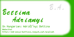 bettina adrianyi business card